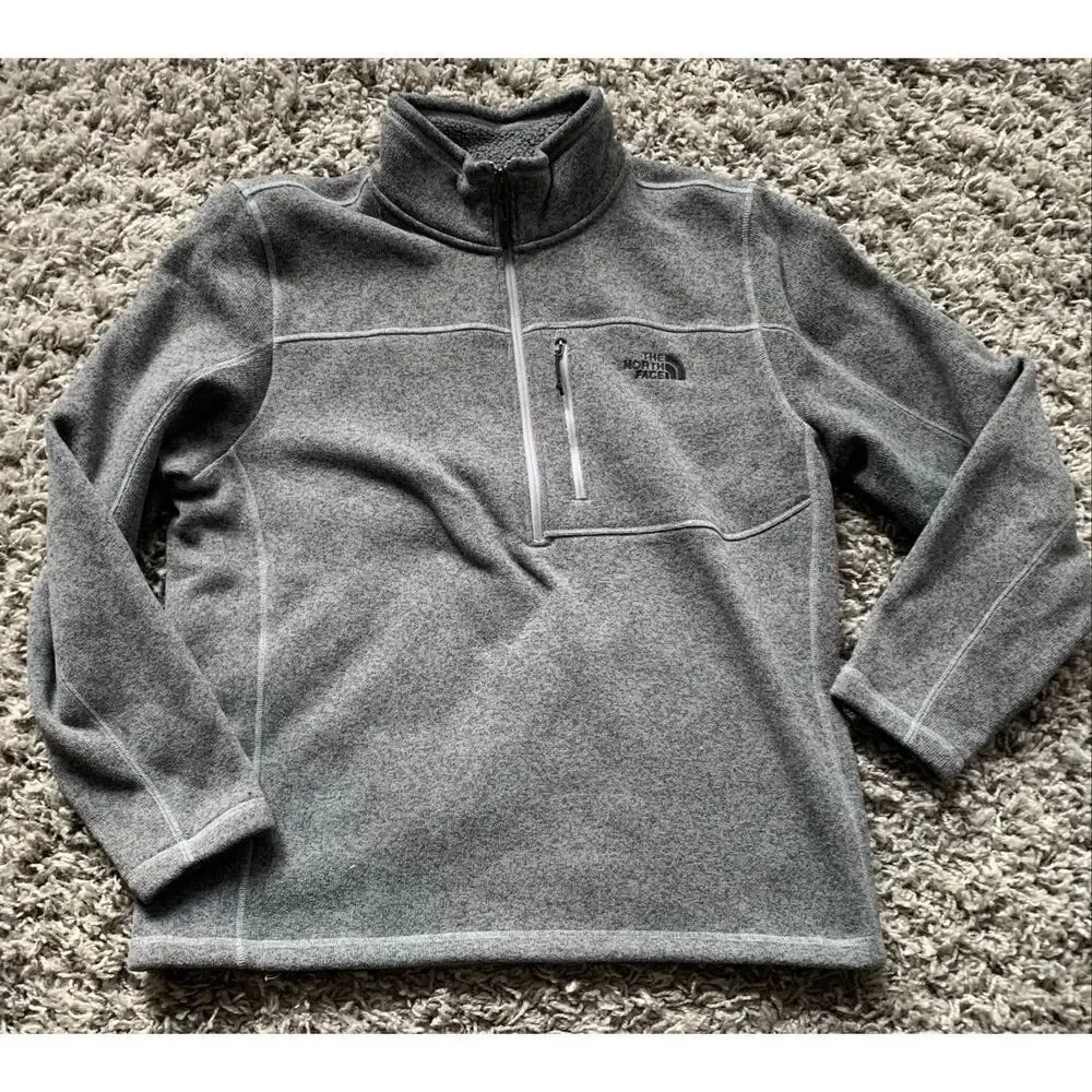 The North Face Gordon Lyons 1/4 zip gray Fleece SWEATER Coat JACKET men’s XL